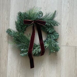 16" Cedar Artificial Christmas Wreath with Velvet Bow